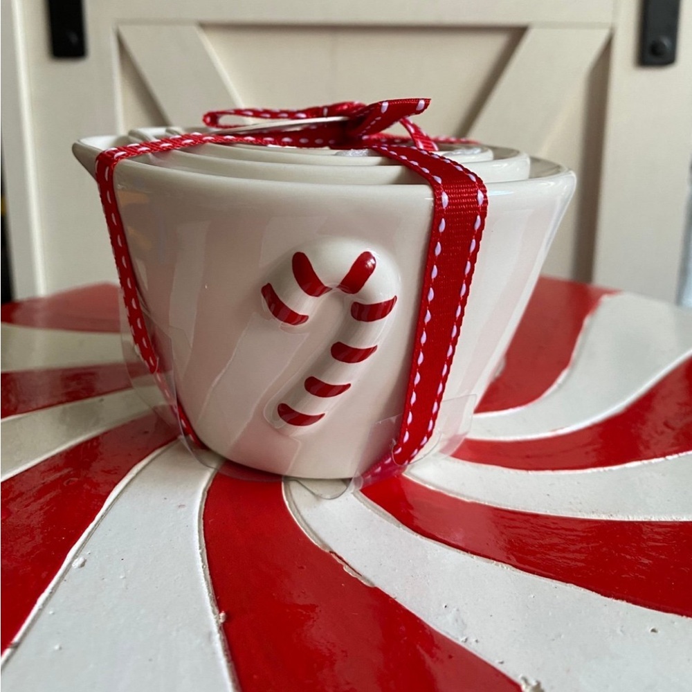 NEW Rae Dunn peppermint candy cane measuring cups Christmas